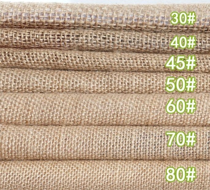 Jute fabric samples in densities 30# to 80#