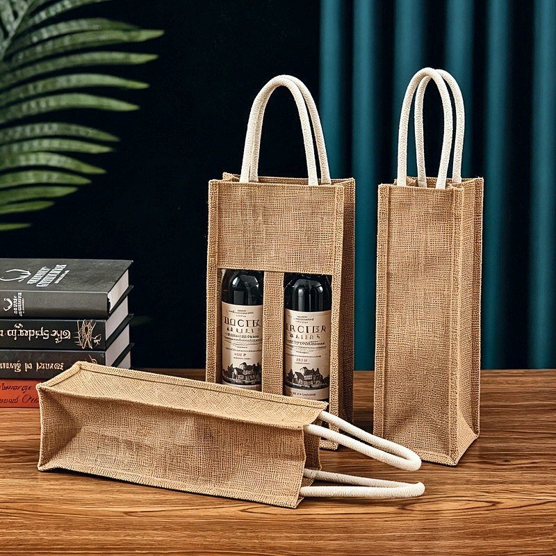 Jute Wine Tote Bags